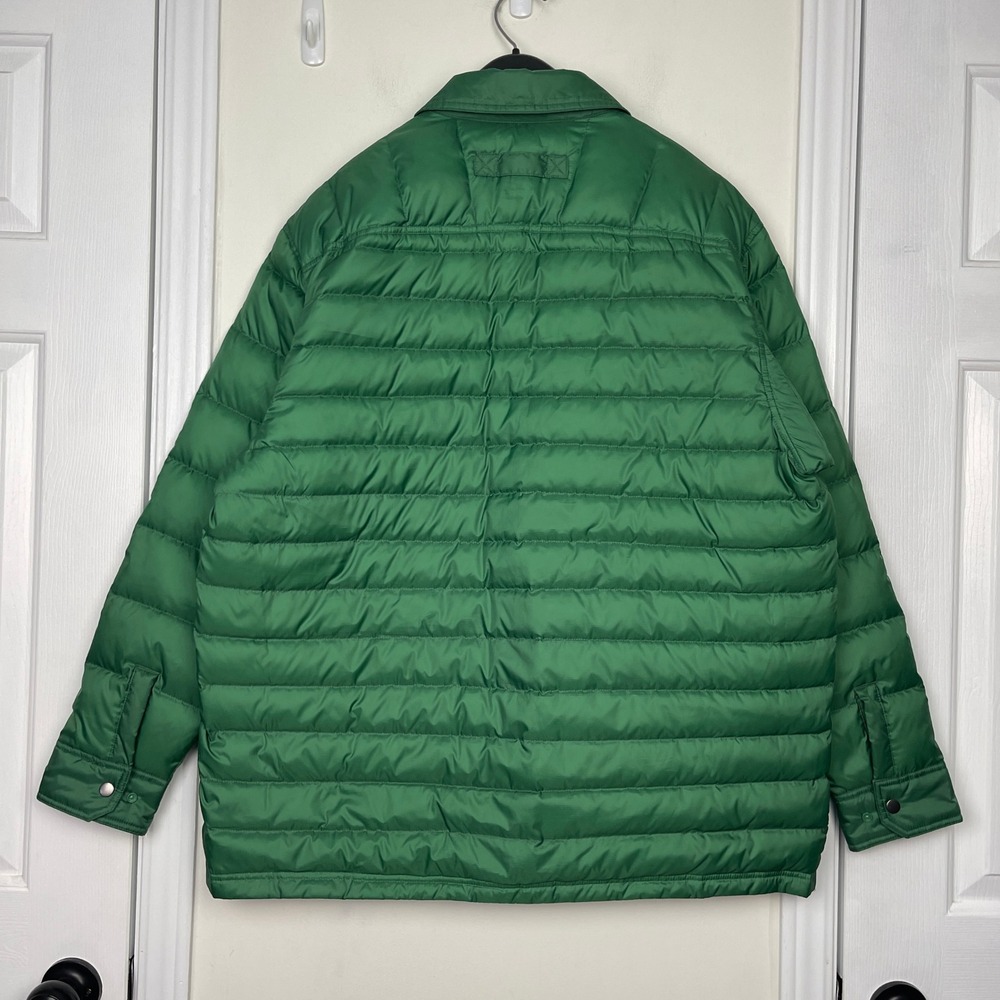 Duluth Trading Co Mens Large Down Quilted Puffer Jacket Forest Green Snap Up - Picture 5 of 11